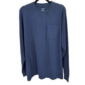 J. PETERMAN Navy Blue Original Long Sleeve Chest Pocket T Shirt Size L Large